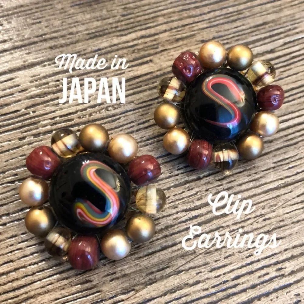 Vintage Milano Glass Clip Earrings Made in Japan